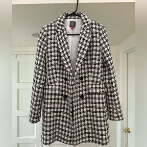 Vince Camuto Double Breasted Tweed Jacket -  White & Black